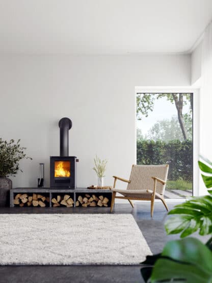 Poêle QTEE 57 avec rangement bois